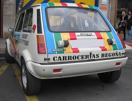 Renault 5 Preparado para Rally. Vista trasera.