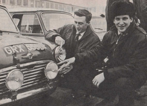 Timo Makinen. Mini Cooper S.Descalificado por usar bombillas monofilamento.