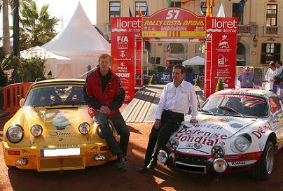 Walter R&ouml;lhrl (porsche 911) y Jean Ragnotti (Alpine A110) posan con sus m&aacute;quinas. 57&ordm; Rally Costa Brava 